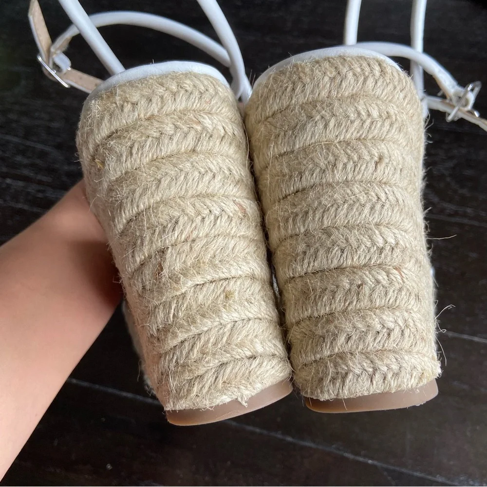 BP Cohan Platform‎ Espadrille Wedge Sandals White Summer Size 11M